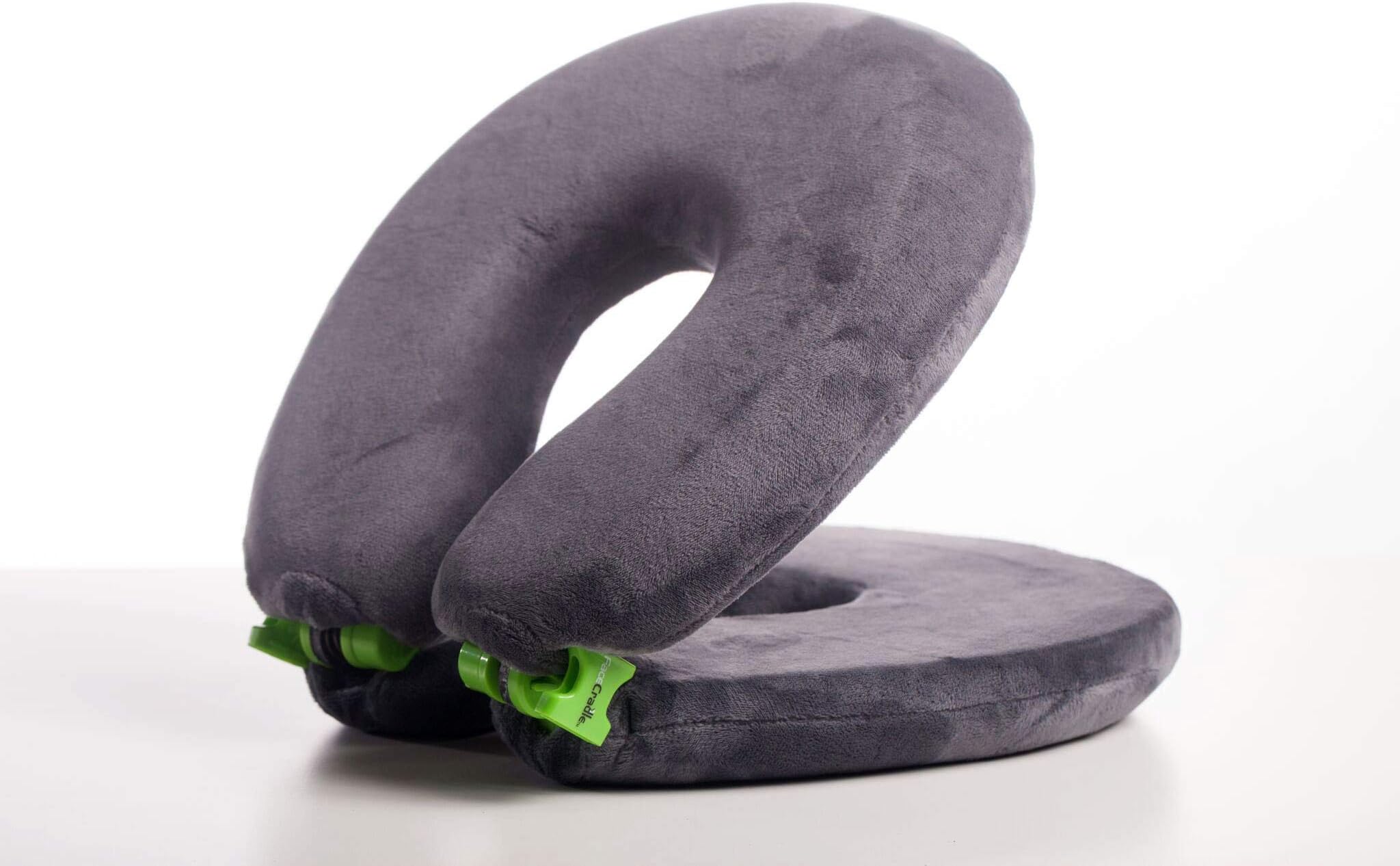 FaceCradle Adjustable Travel Pillow, Full Sleep While You Travel on an Airplane, Train or Bus, Support Your Neck While You Travel and Sleep, Neck Pillow Comfortably Holds Your Head Up, Grey