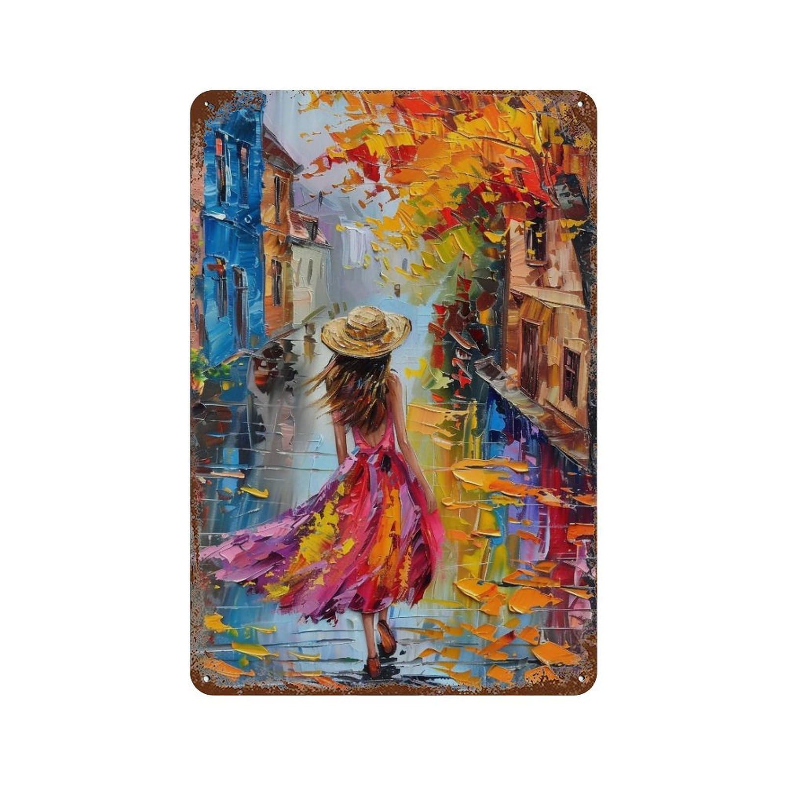 HDURYEYRYY Autumn Town Wanderer 02 Wall Retro Iron Vintage Art Metal Tin Sign Poster Modern Home Cofffee Club Art Bar Shop Decor 30x20cm