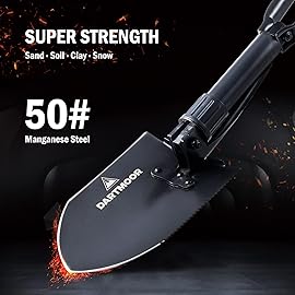 24 Larger Folding Shovel, High Carbon Steel Collapsible Shovel for Camping, Hiking, Digging, Backpacking, Sawing, Car Emergency, Portable Lightweight Survival Snow Shovel, Entrenching Tool