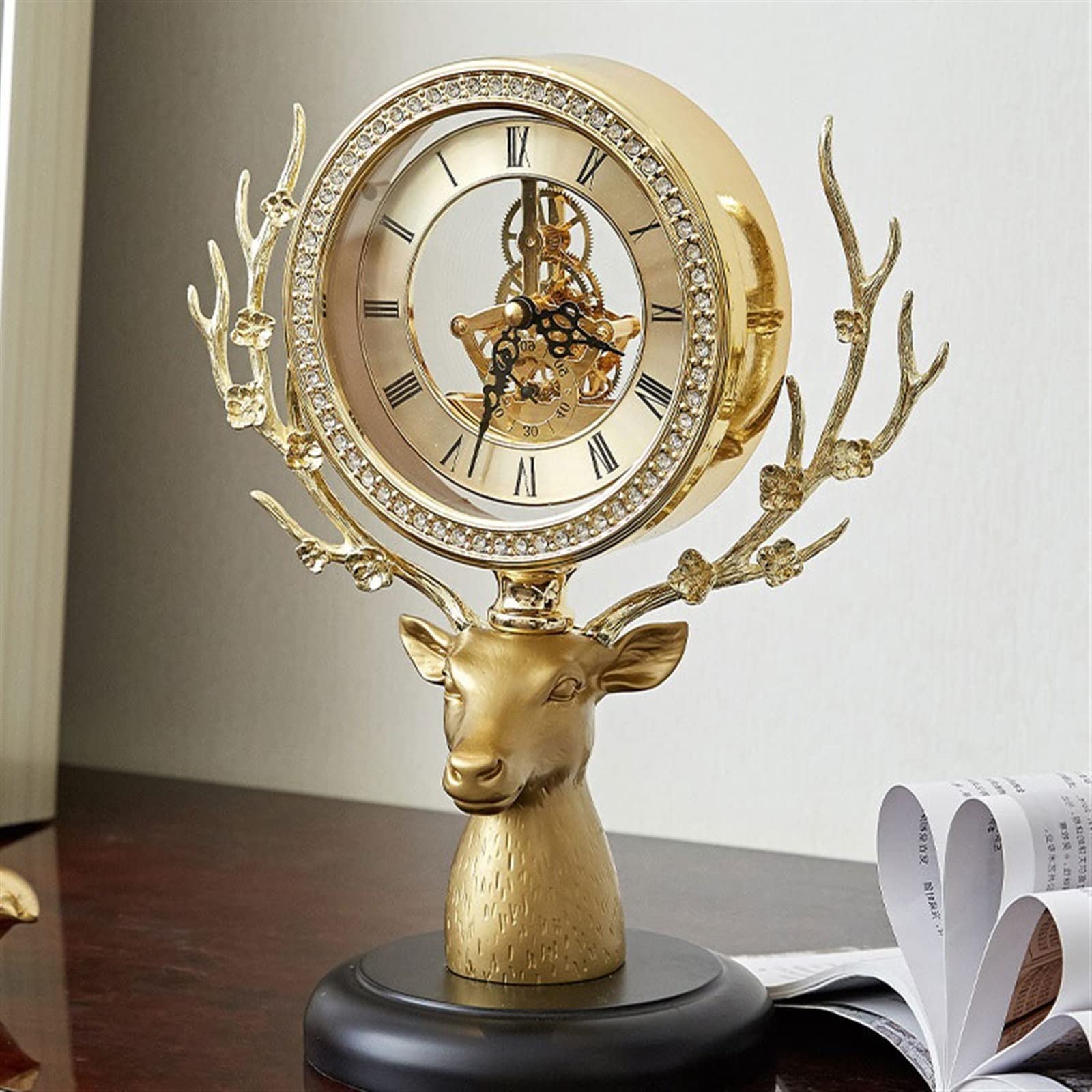 Décorative Horloge européenne en métal, lumière de Table de Salon, Horloge silencieuse de Luxe, décoration de la Maison pour Bureau Chambre Table