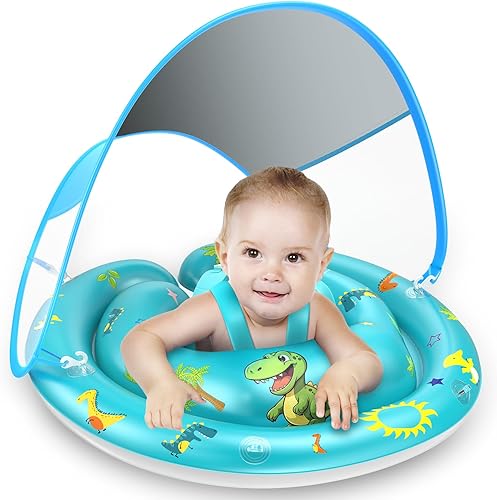 Miniatura 9 de LAYCOL Baby Pool Float with UPF50+ Sun Protection Canopy & Toy Play Console, Inflatable Pool Float for Pool, Baby Swimming Float with Adjustable