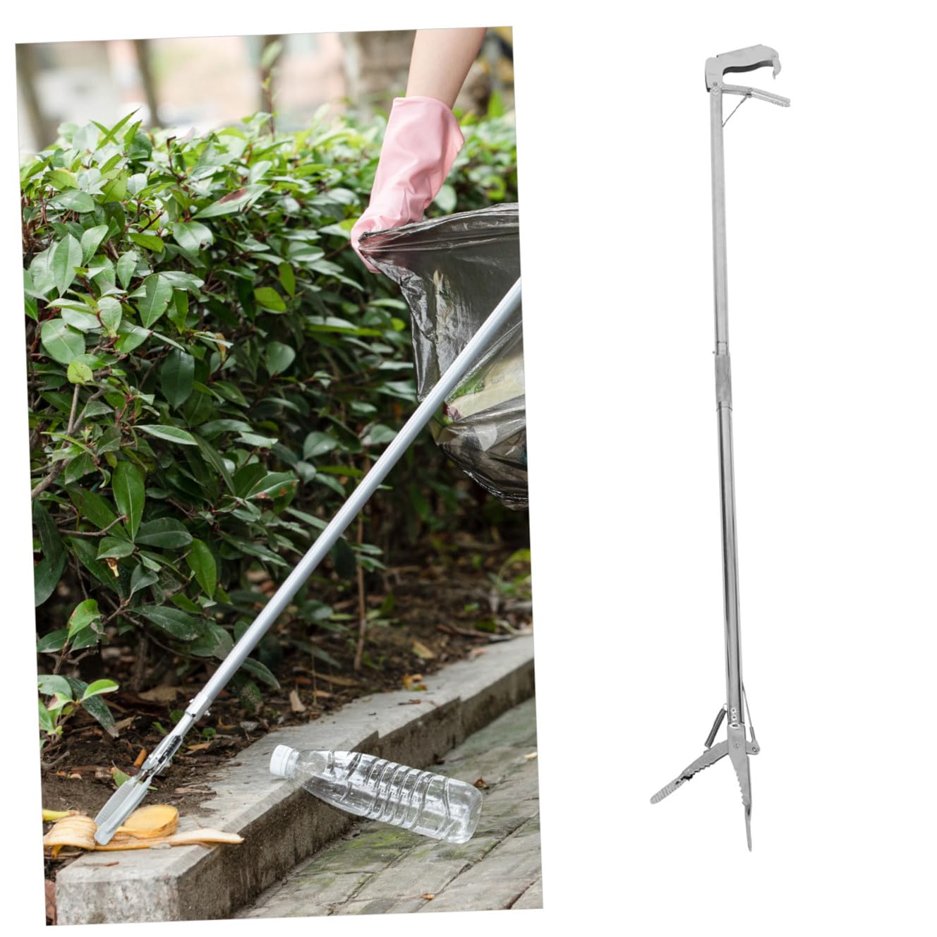Pinza di Presa in Acciaio Resistente Pieghevole 118 CM Strumento di Presa per Anziani e Persone con Mobilità Ridotta Ausilio Quotidiano per Recupero Oggetti e Raccolta Rifiuti