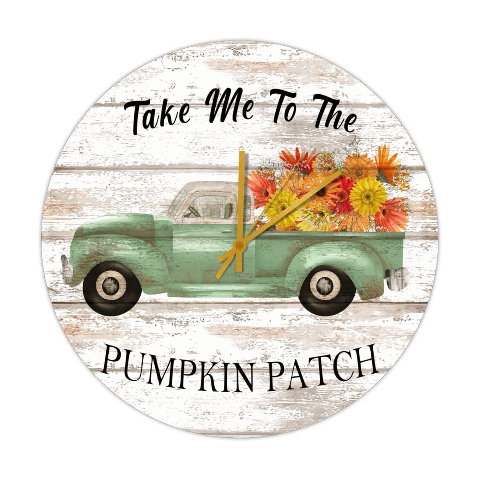 Horloge murale rustique avec pumpkins truck en bois pour salon