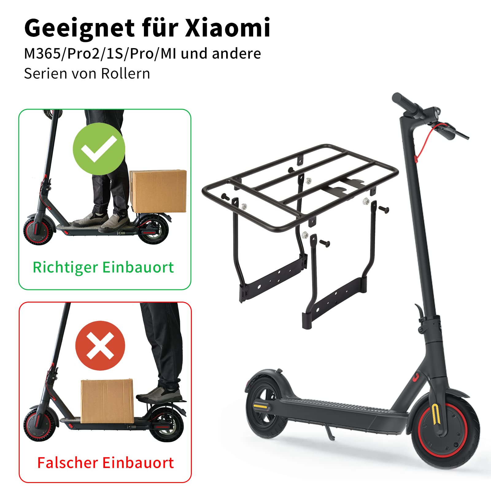 Portapacchi Posteriore Regolabile Per Monopattino Xiaomi M365/Pro/1S - Colore Nero