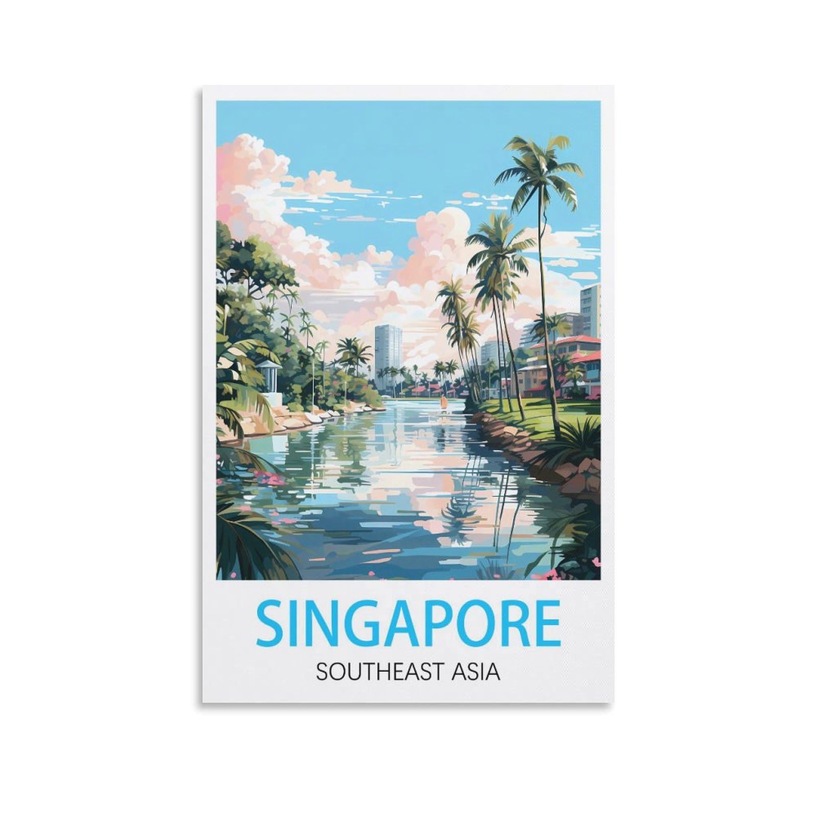 Lnmnjesg Unframe-Style Singapore Vintage Travel Poster 20X30inch(50X75cm) Canvas Painting Wall Art, Wall Decor Pictures Prints For Living Room Bedroom
