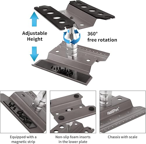 Miniatura 3 de HobbyPark RC Car Work Stand Aleación de aluminio para 1:10 1:12 1:16 1:18 Camiones Buggies en carretera Touring Drift