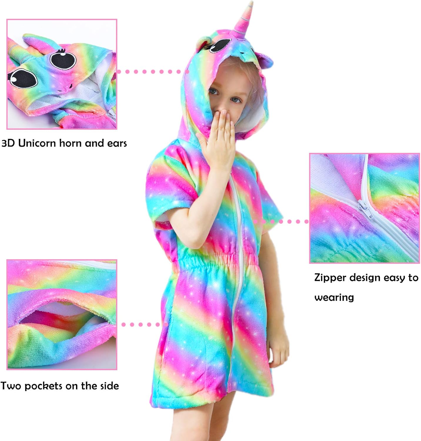 Sylfairy Cover Up for Girls Terry Swim Cover Ups Hooded Terry Kids Cover Up Bathing Suit Beach Dress 4-9Years - Image 4