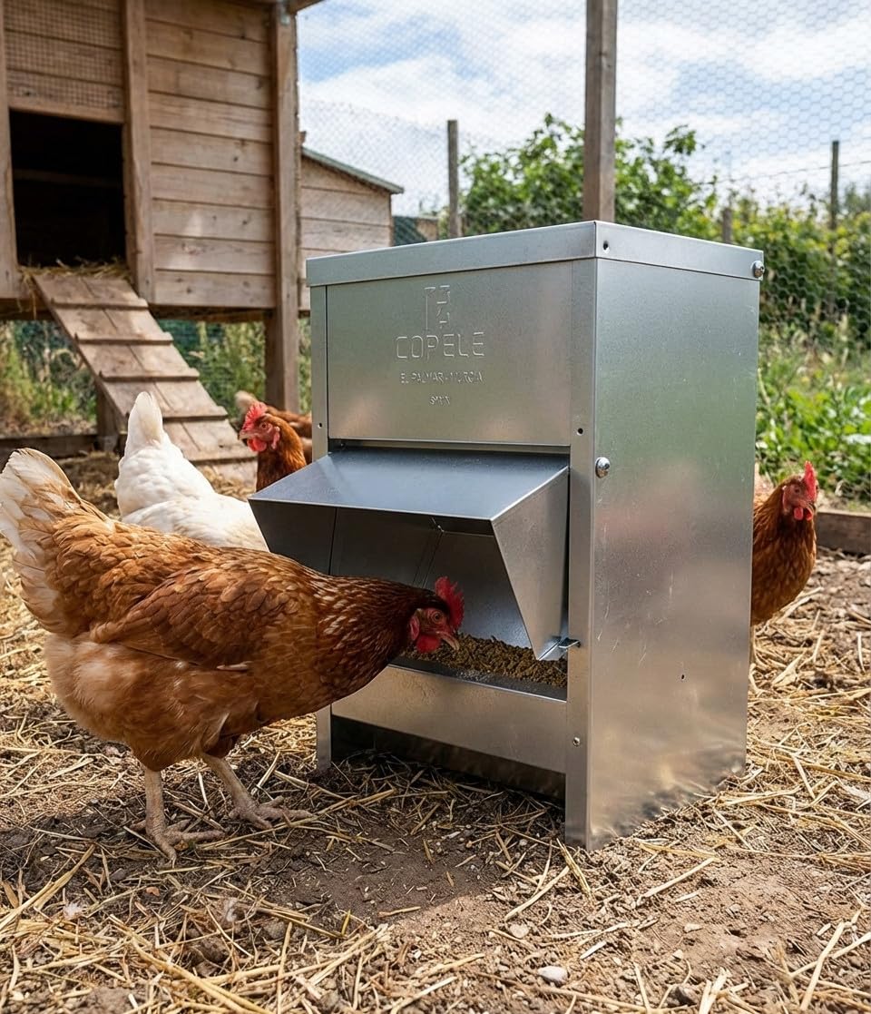 Mangiatoia galline tramoggia esterna con visiera 12 kg, 24x20x50 cm