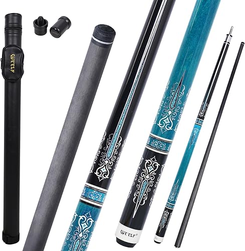 Taco de Billar de Fibra de Carbono de 2 Piezas con Punta de 12.5mm (0.492 in) Profesional de Baja Deflexión con Junta de Perno 38 x 8