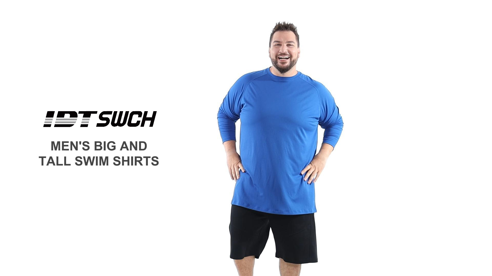 Mens Big and Tall Long Sleeve Swim Shirt Sun Protection UPF 50+