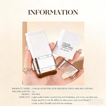 Color-Changing Foundation Stick, Dual-Ended with Detachable Brush, Dewy & Hydrating Makeup for Flawless Look, Perfect Match for All Skin Tones