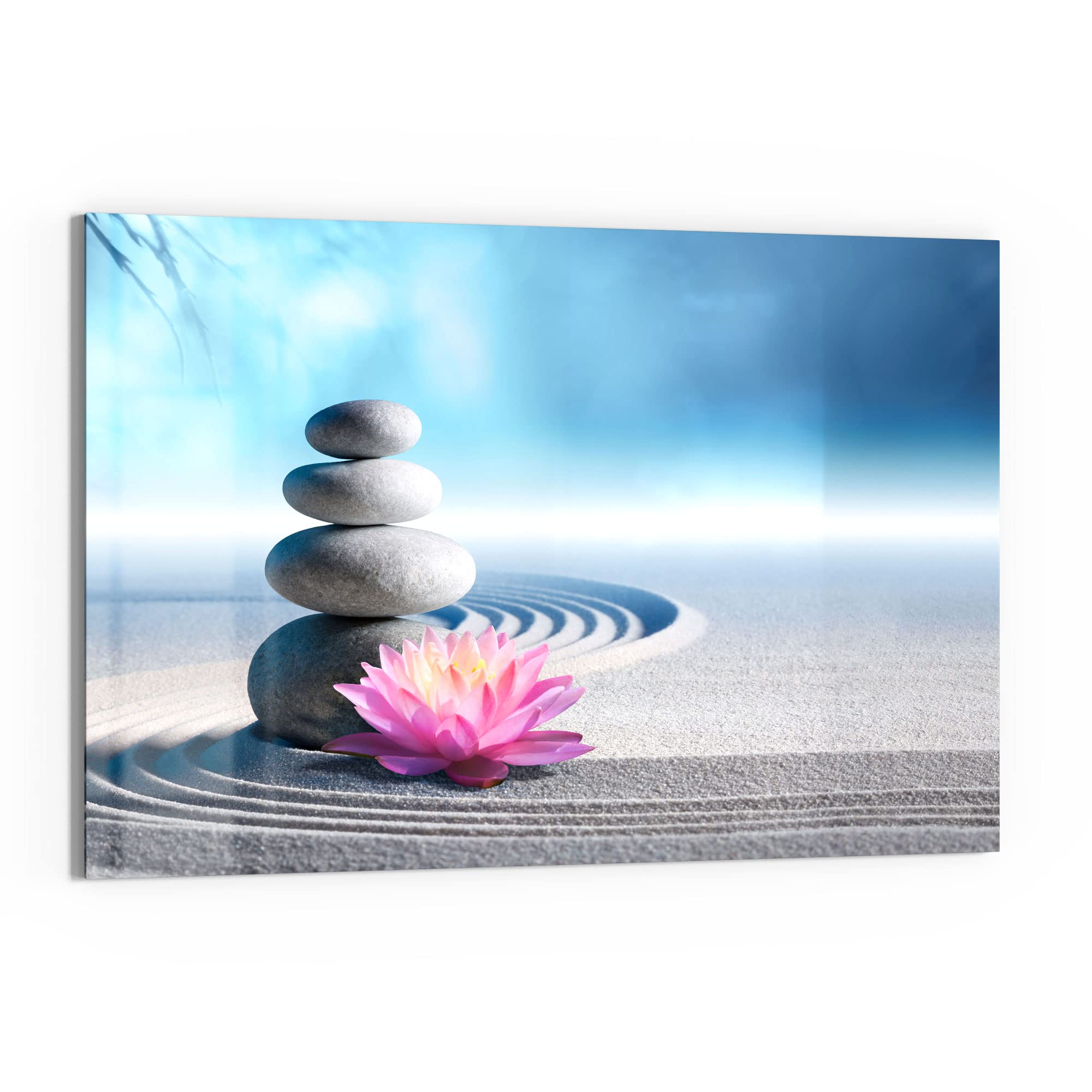 DEQORI Szklana tablica magnetyczna | rozmiar 90 x 60 cm | motyw "Motyw ogrodu Zen" | tablica memo ze szkła | tablica magnetyczna z magnesami, pisakiem i chusteczką do kuchni i biura | tablica magnetyczna i do pisania