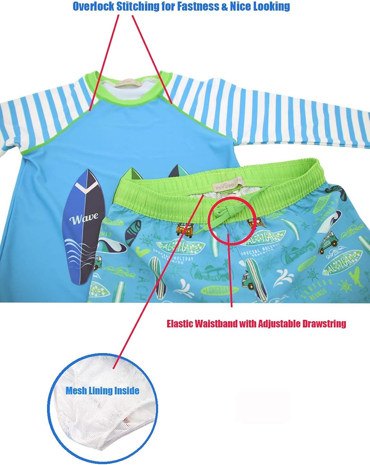 weVSwe Toddler Boys UPF 50+ 2PC Rash Guard Set Swim Trunks Long Sleeve Swimsuits : Clothing, Shoes & Jewelry