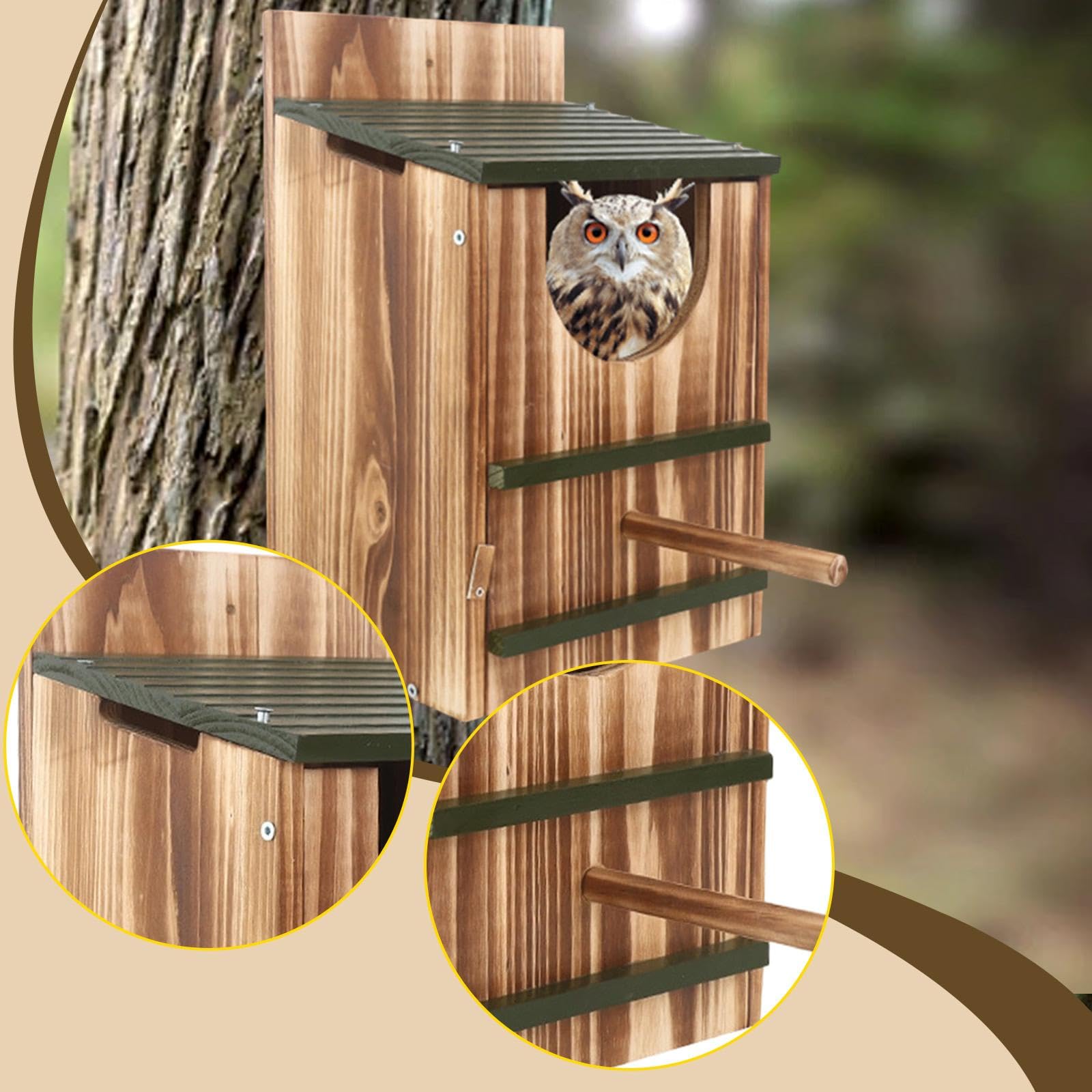 MagiDeal Casa de Madera para pájaros, Nido de búho, fácil de Limpiar, Colgante para Patio, Exterior, balcón, jardín.