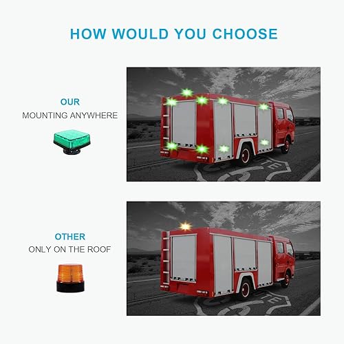 Miniatura 7 de Agrieyes Kit de luces estroboscópicas de emergencia, luces de advertencia de seguridad de 4.2 pulgadas, magnéticas y recargables, luces LED verdes