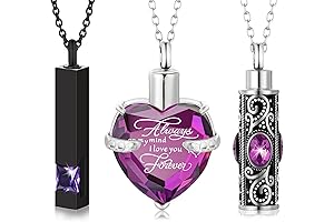 3 Pieces Cremation Urn Necklace for Ashes: Keep Loved Ones Close