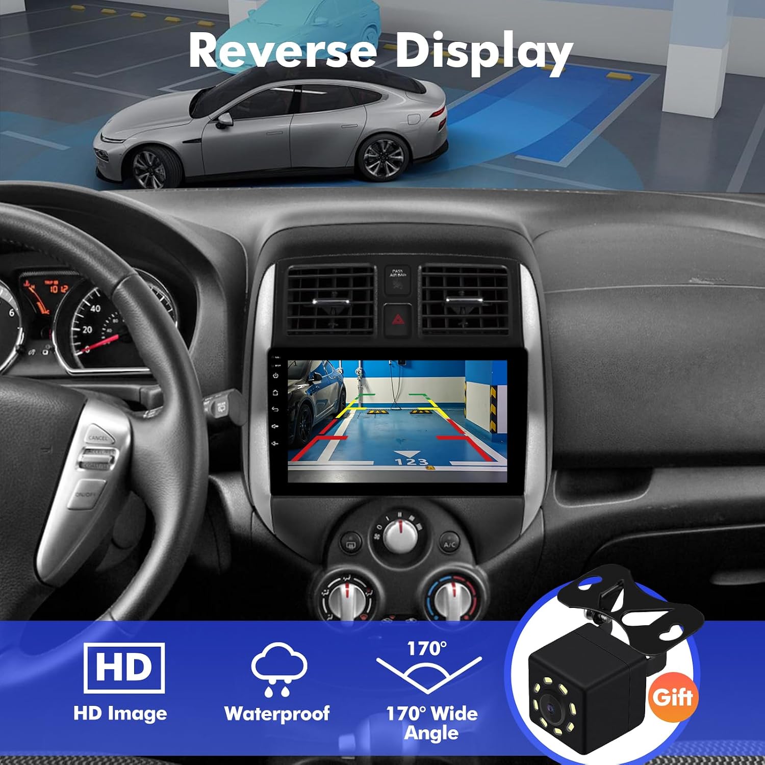 9 Inch IPS Touchscreen Android 14 Car Stereo for Nissan Versa Note 2014-2018 with Wireless CarPlay & Android Auto 2+64GB Car Radio, Support WiFi 6, Bluetooth,5.4, Backup Camera, SWC