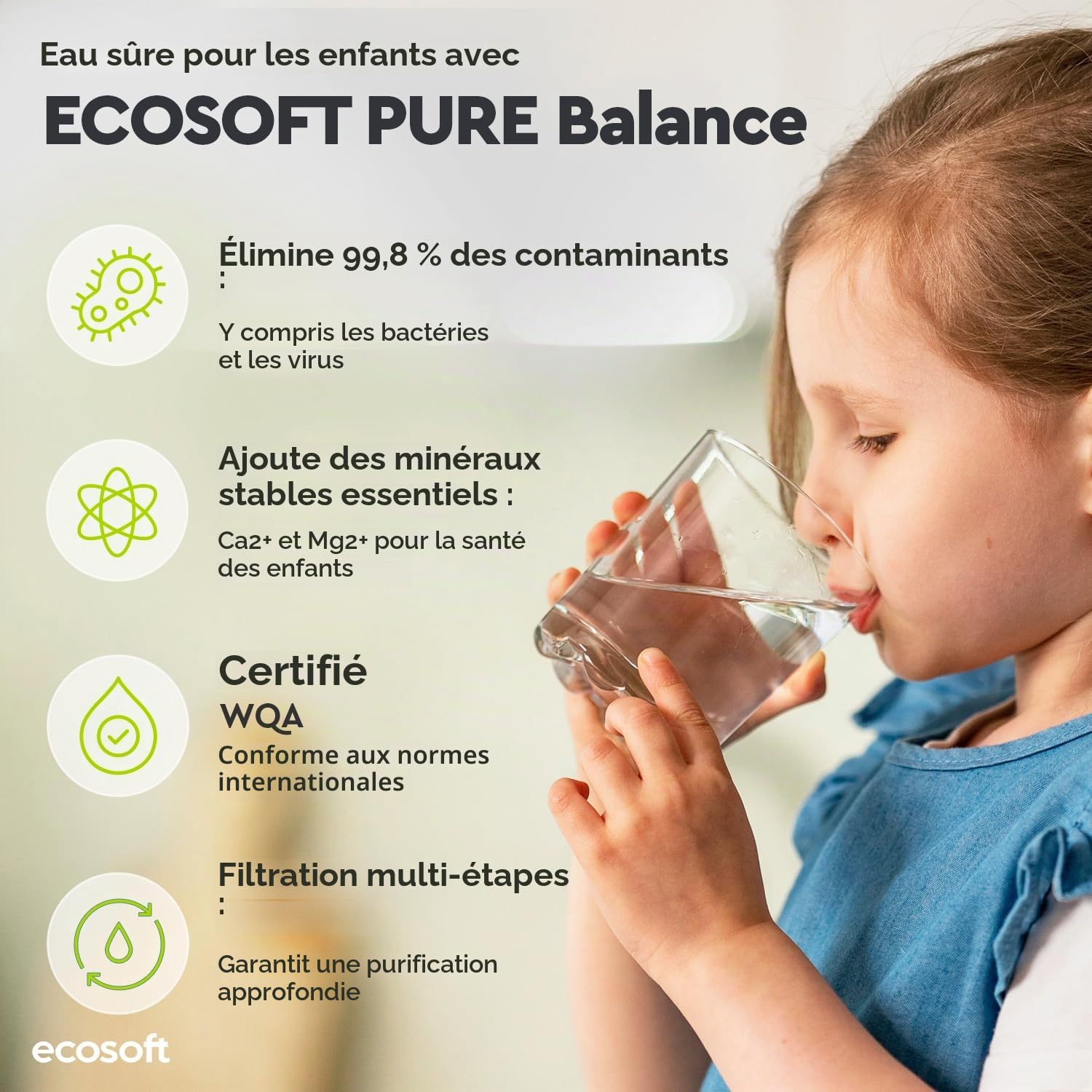 Ecosoft P’URE Balance avec pompe | filtre à osmose inverse directe | 5 étapes de filtration | filtration sur châssis métallique | système d’eau potable pour maison | enrichi en minéraux
