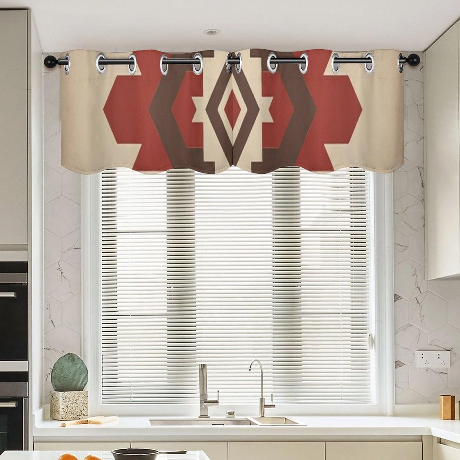 Rideaux ethniques africains lot de 2 rideaux de cuisine et salon 132x45 cm