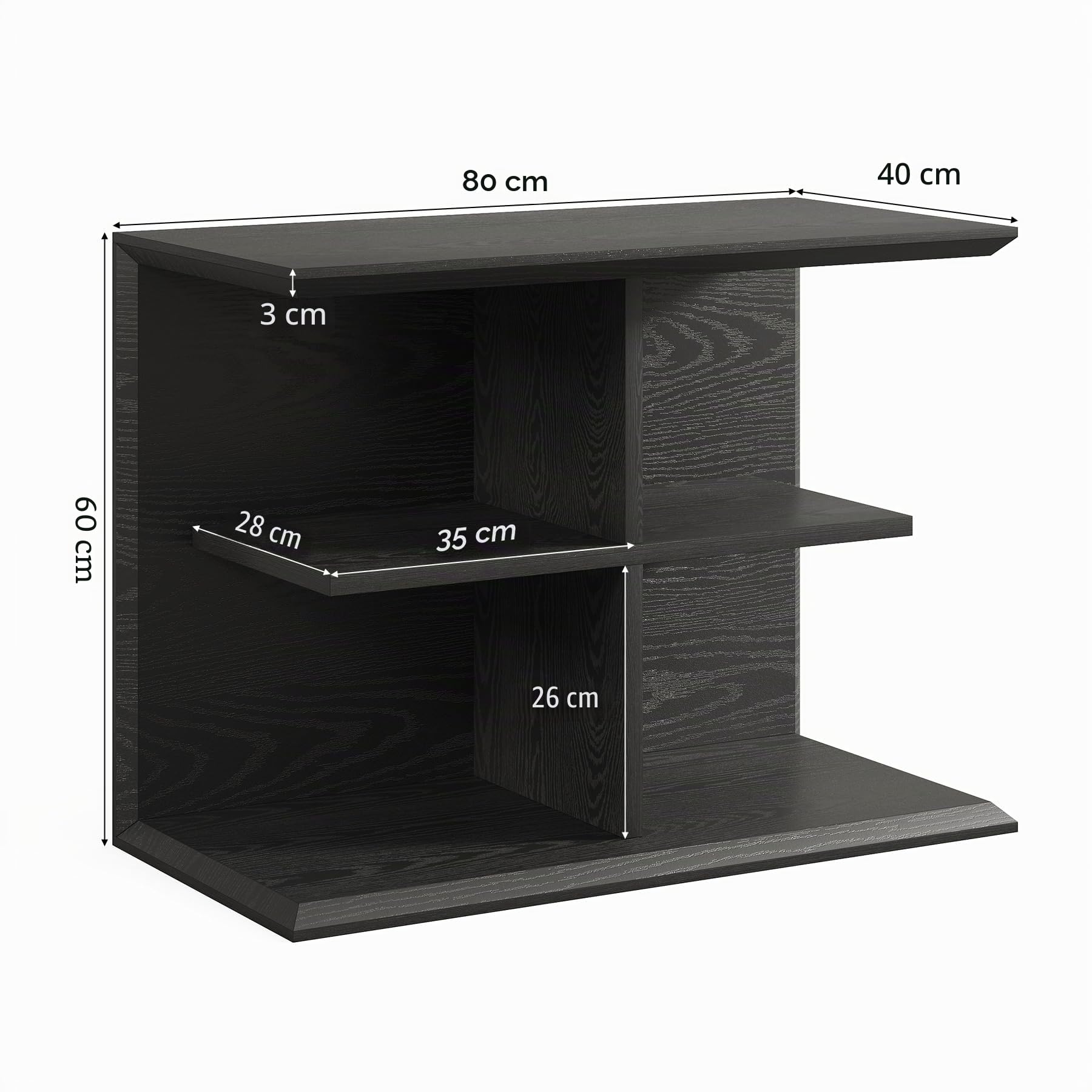 Tribesigns Mesa de centro de 3 niveles con espacio de almacenamiento, mesa de sofá con 4 estantes, mesa de café industrial, mesita de noche para dormitorio, salón, pasillo, entrada, vestíbulo