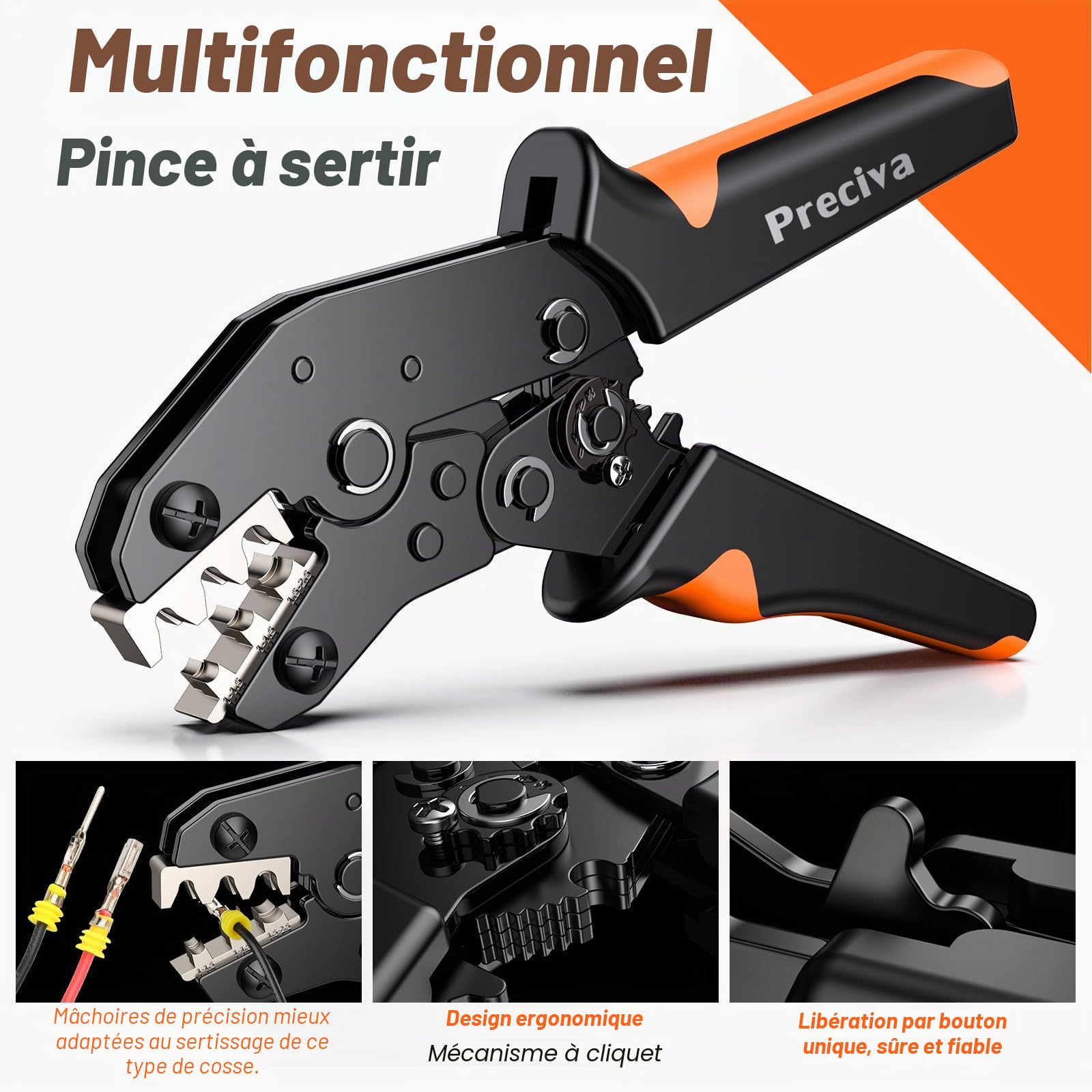 Preciva Pince à Sertir Double Mâchoire 350pcs pour JST/Dupont & Cosses, Pince a Sertir (0.5-1.5mm²/ AWG18-16) avec Connecteur Automobile (1/2/3/4 Broches) pour Moto, Voiture, Bateau, Camion, etc