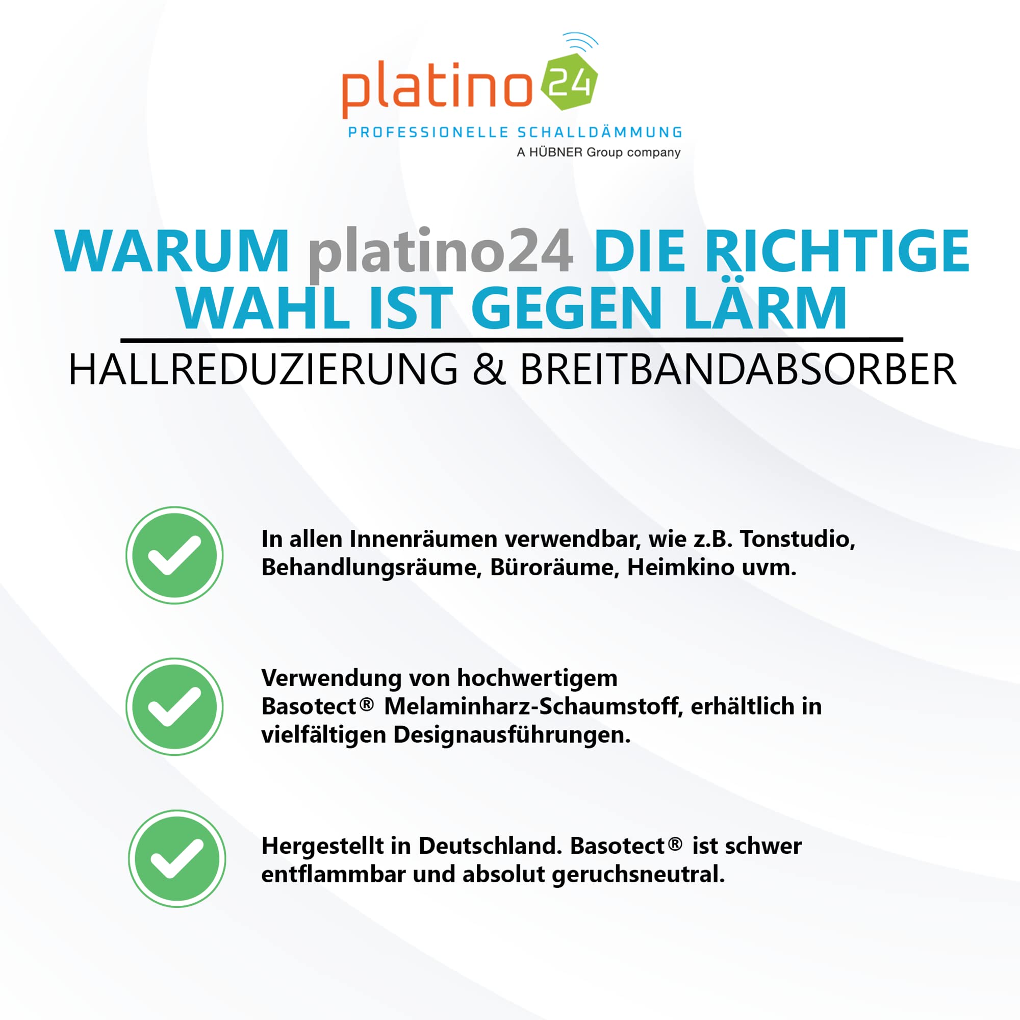 platino24 Akustikpaneele – 4er Set – 82,5x55x5cm – Schalldämmung – Hellgrau