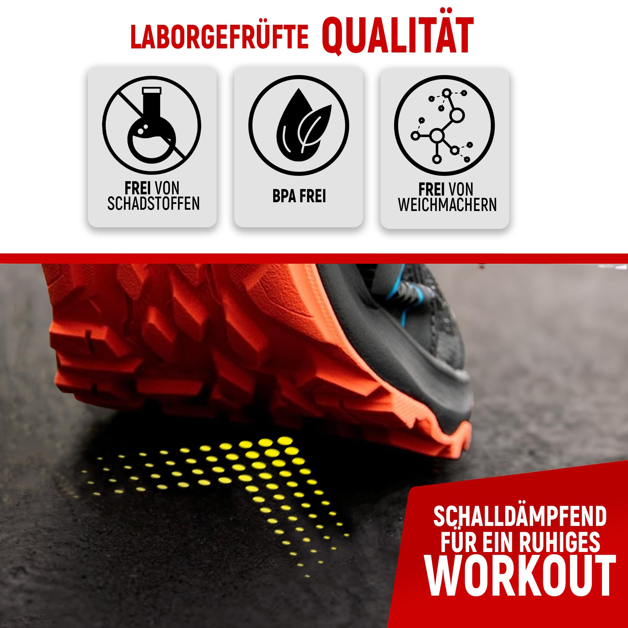 NEOLYMP Bodenschutzmatte Fitness, extra Dicke und robuste Gummimatte Fitnessboden - Puzzlematte Bodem, Gymnastikmatte, Sportmatte, Fitnessmatte (Schwarz, 8 Matten | 0,7 m²)