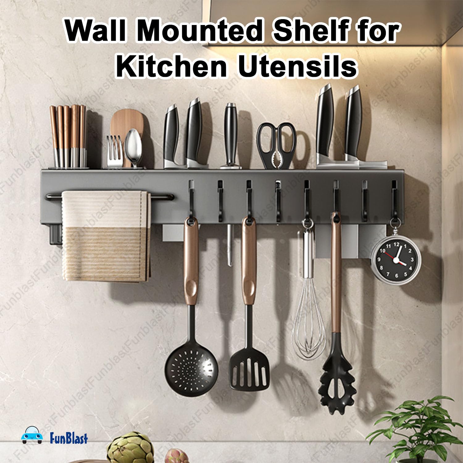 FunBlast Wall Mounted Kitchen Shelf - Utensil Organizer -8 FunBlast Wall Mounted Kitchen Shelf - Utensil Organizer -8
