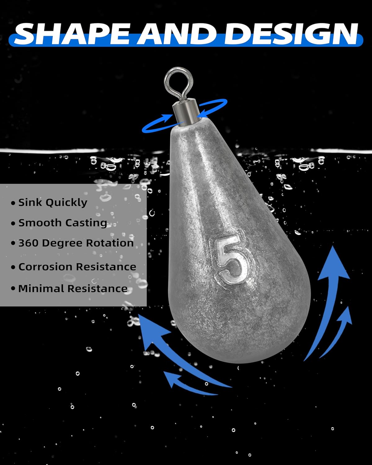 BLUEWING Egg Fishing Sinkers (1/8oz To 7oz) Oval Lead Weights