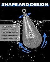 Vista 3 de BLUEWING Pesas de pesca giratorias de fundición de 1/2oz-8oz Drop Shot Dipsey plomo agua salada