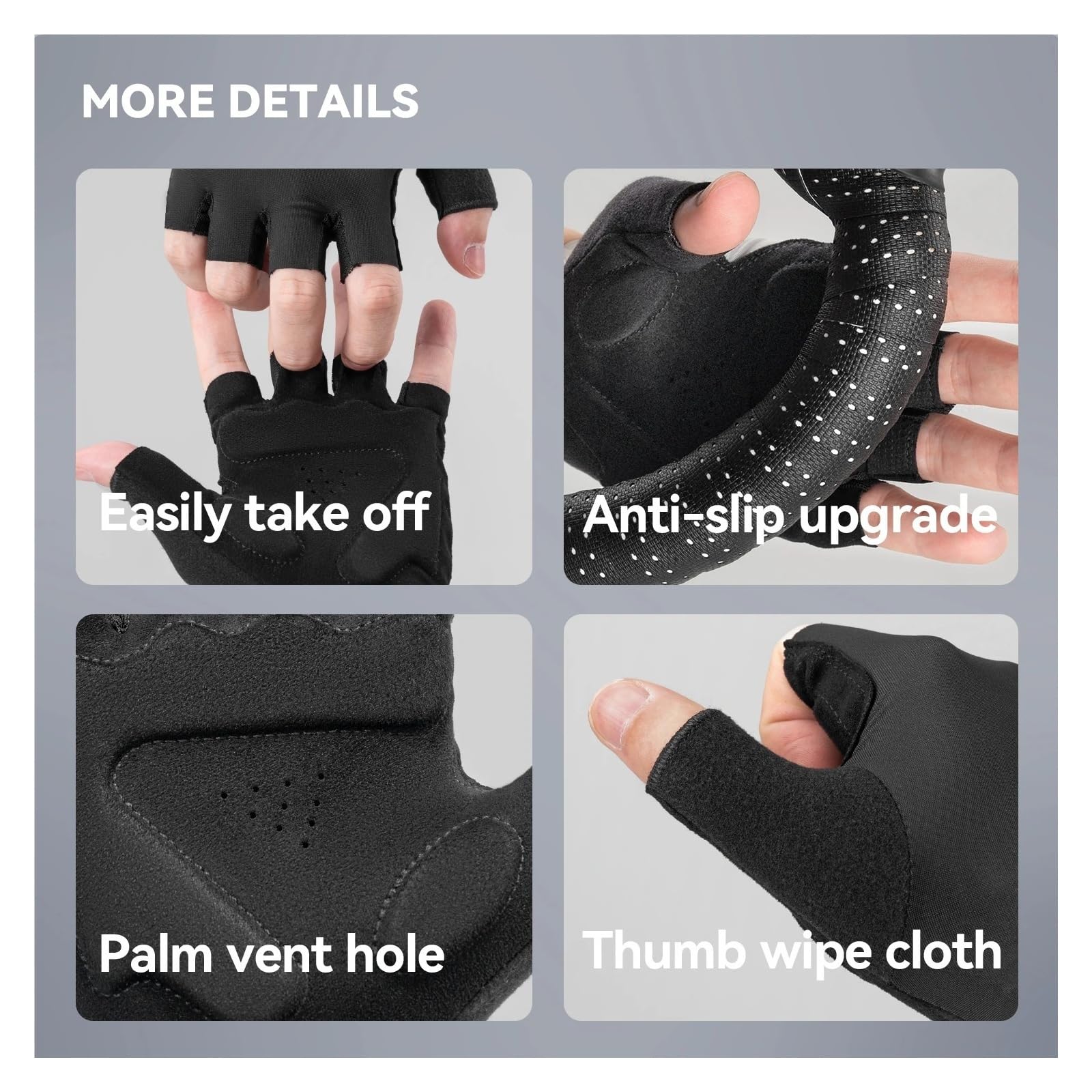 Generico Guantes de ciclismo verano con medio dedo, ligeros y transpirables, absorción impactos