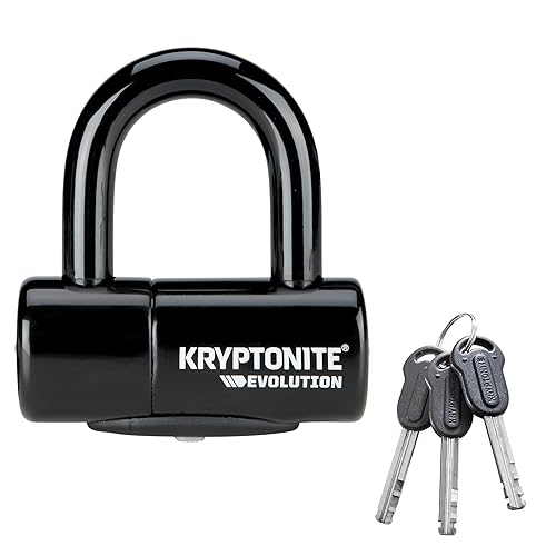 Kryptonite Evolution Bike Disc Lock, Small U-Lock 14mm Shackle with Keys, Heavy Duty Anti-Theft Bicycle Lock, High Security Mini for Powersports Motorcycles E-Bikes Scooters