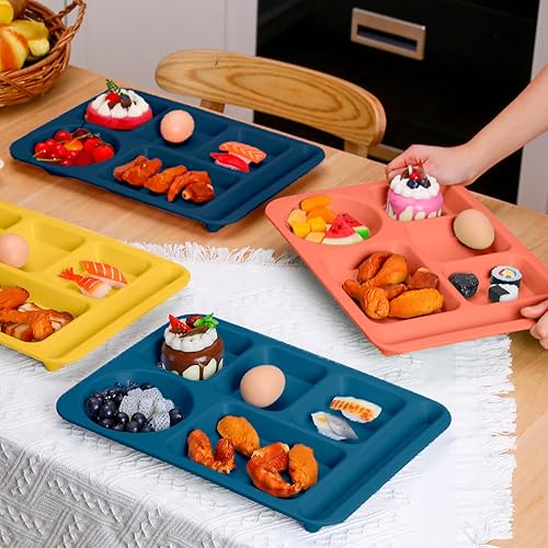 Miniatura 9 de Pinkunn Juego de 8 platos divididos de paja de trigo grandes de 14 pulgadas, platos divididos irrompibles, para microondas, lavavajillas, bandeja de