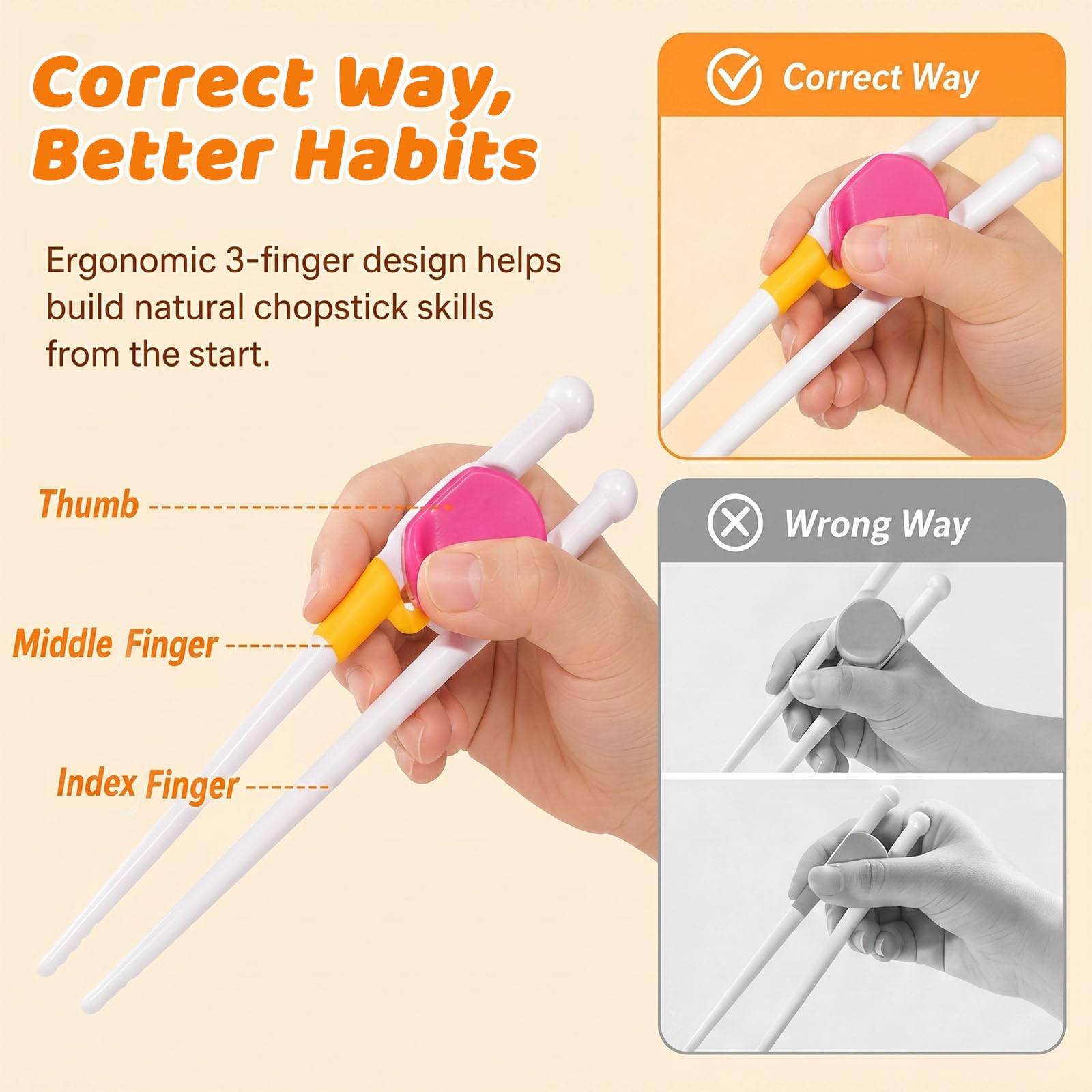 Toddler Chopsticks - Easy Grip for Kids -3 Toddler Chopsticks - Easy Grip for Kids -3