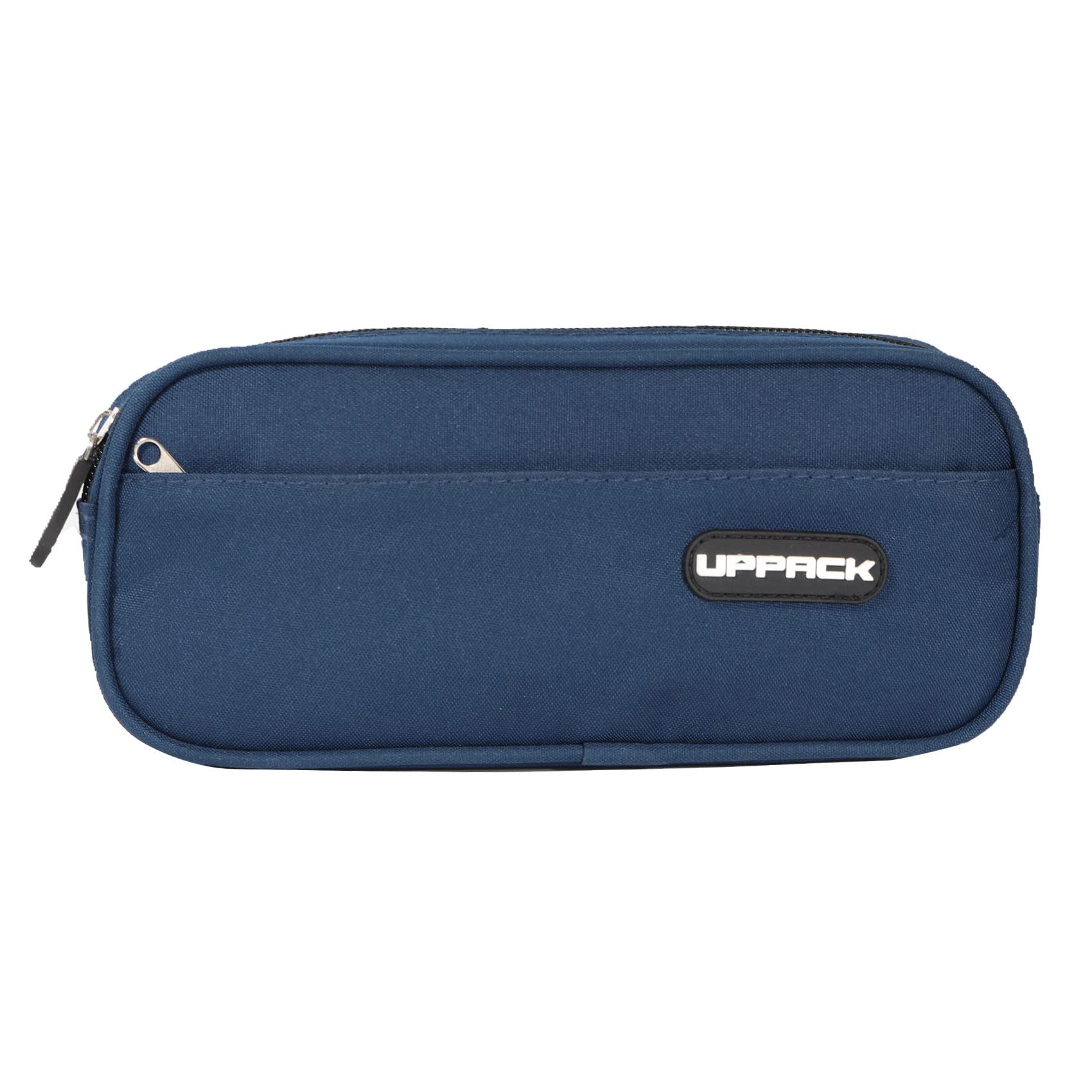 Zipper Pencil Case Stationery Marker Pen Organizer Cases Portable Desk Office College School Supplies for Kids Teens Boys Girls Adults 2 Compartments Multifunctional Pouch-Navy Blue
