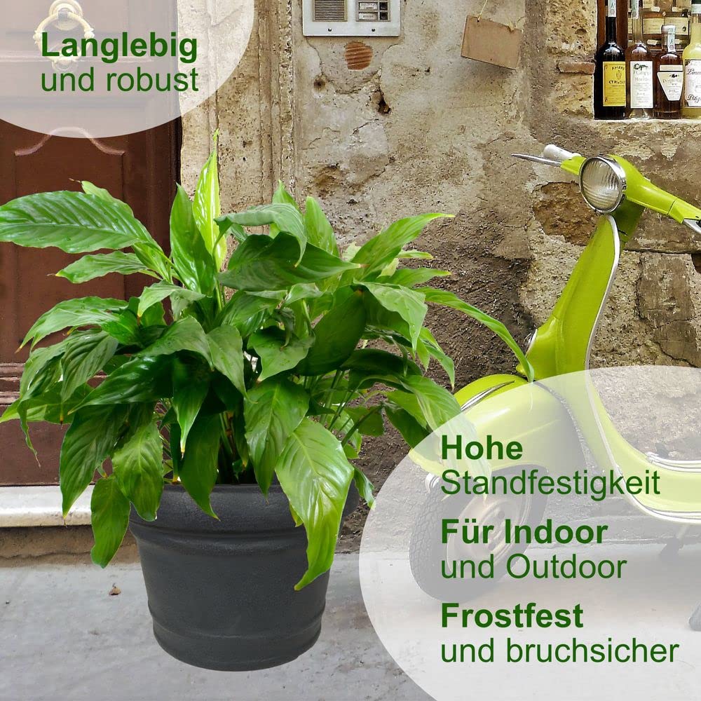 MePla Blumentopf Monza - runder Pflanzkübel - wetterfestes Pflanzgefäß - UV-beständiger Blumenkübel - Pflanzentopf - Kübel - ø60 - Terra