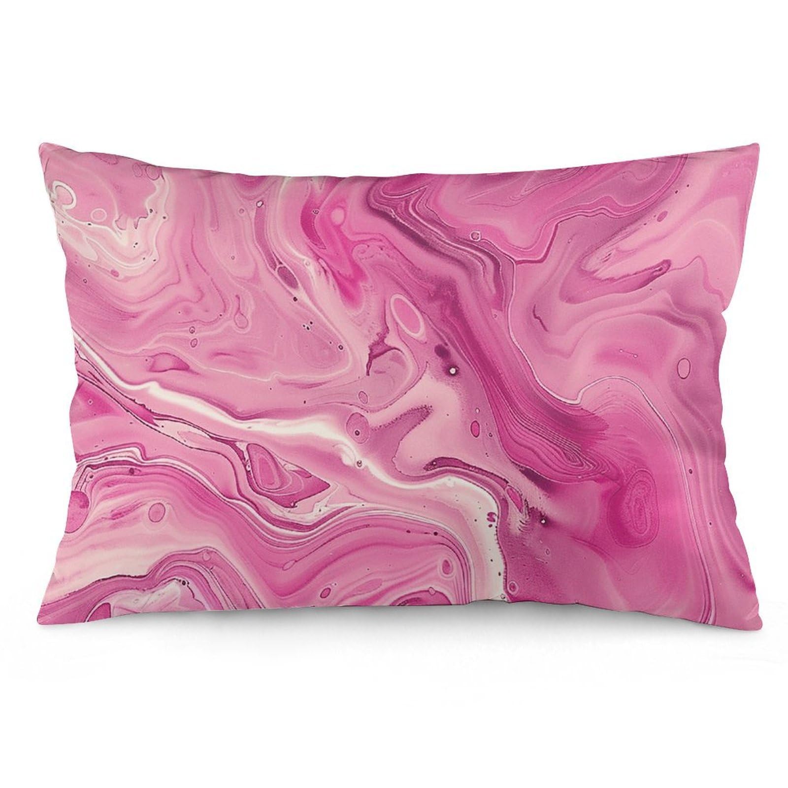 2 Pack Pillow Cases for Hair and Skin, Soft Breathable Pillow Case Covers with Hidden Zipper, Peach and White Marble Pillowcase 12 "x20 Pillow Covers for Sleeping Gift