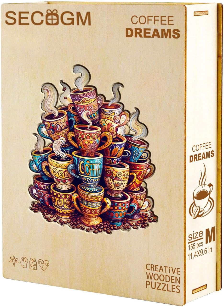 Wooden Puzzles for Adults - Coffee Dream Wood Puzzles Adult - Unique Animal Shape Wooden Jigsaw Puzzles for Adults - Birthday Gifts for Puzzle Lovers, Family (13.4 * 11.3in - 300 Pieces)