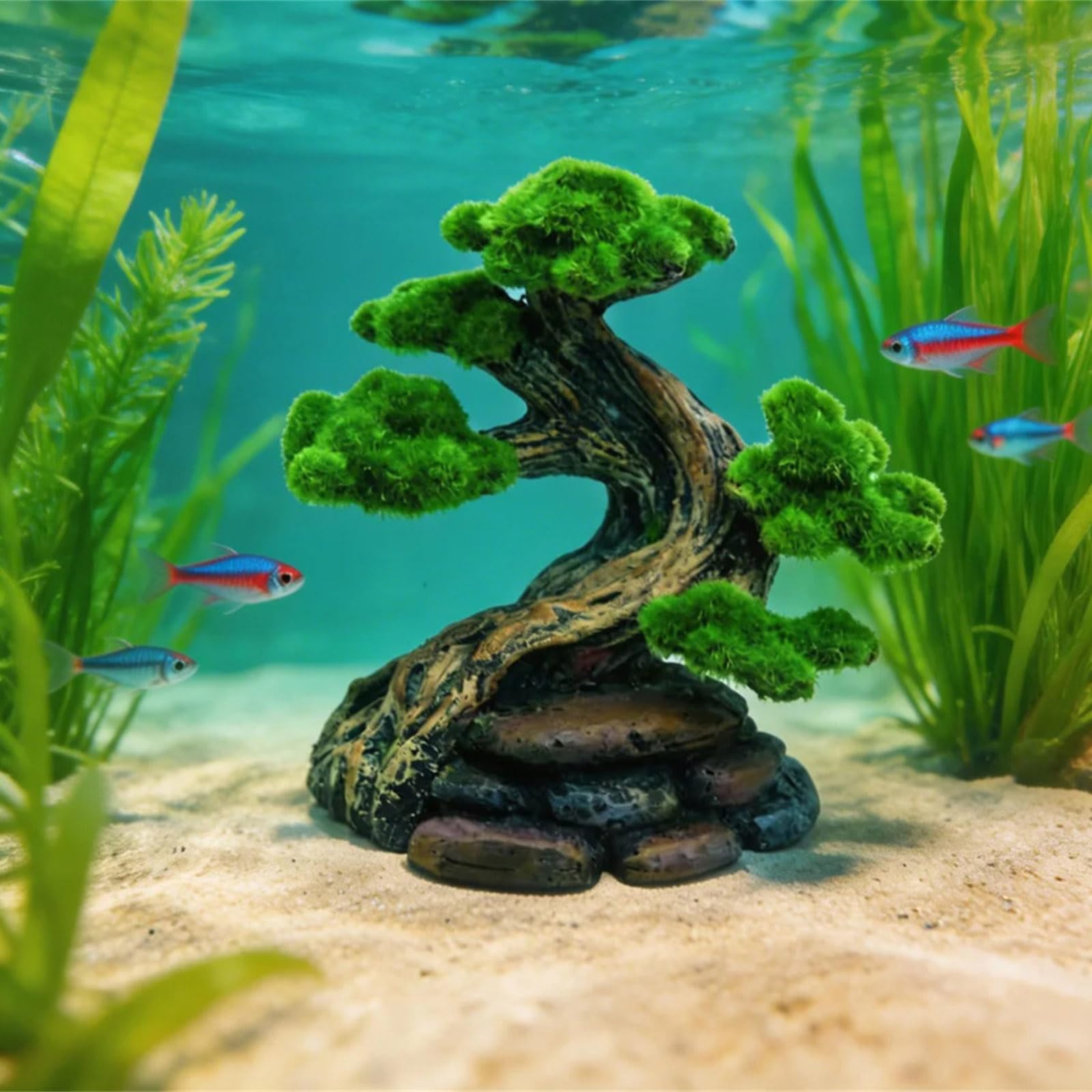 Árbol de musgo en miniatura, accesorio de paisaje, planta de agua de resina para acuarios, decoración de escenas, peceras, decoración decorativa