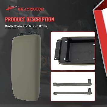 OKAY MOTOR Center Console Lid & Latch Brown for 1995-2000 Toyota Tacoma 1996-1998 4Runner 2.4L 2.7L 3.4L 5890535040E0 - Oak Tan