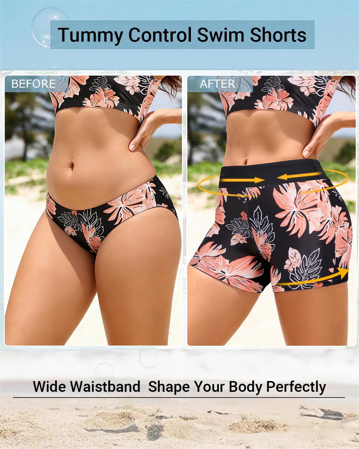 Holipick Long Sleeve Swimsuits for Women - 3 Piece Rash Guard with Shorts Zipper SPF Swim Shirt with Built in Bra - Image 4