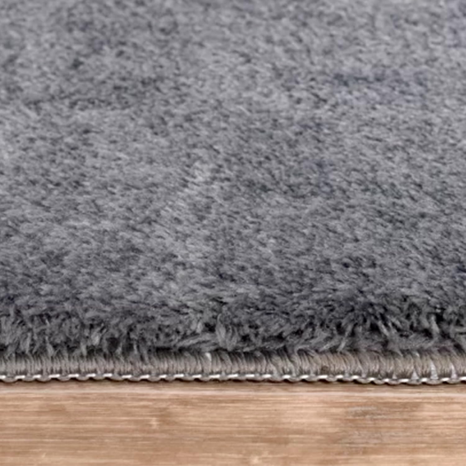 Tapis de salon, chambre, salle à manger, poils courts et doux, 100 x 200 cm, anthracite uni, moderne, lavable, antidérapant