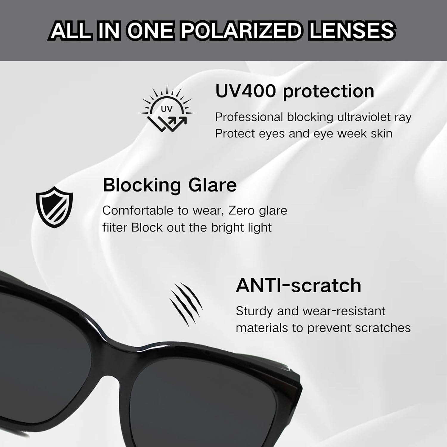Polarized Sunglasses Fit Over Glasses for Women and men, Oversized Square Sun Glasses UV400 Protection Shades - Image 3