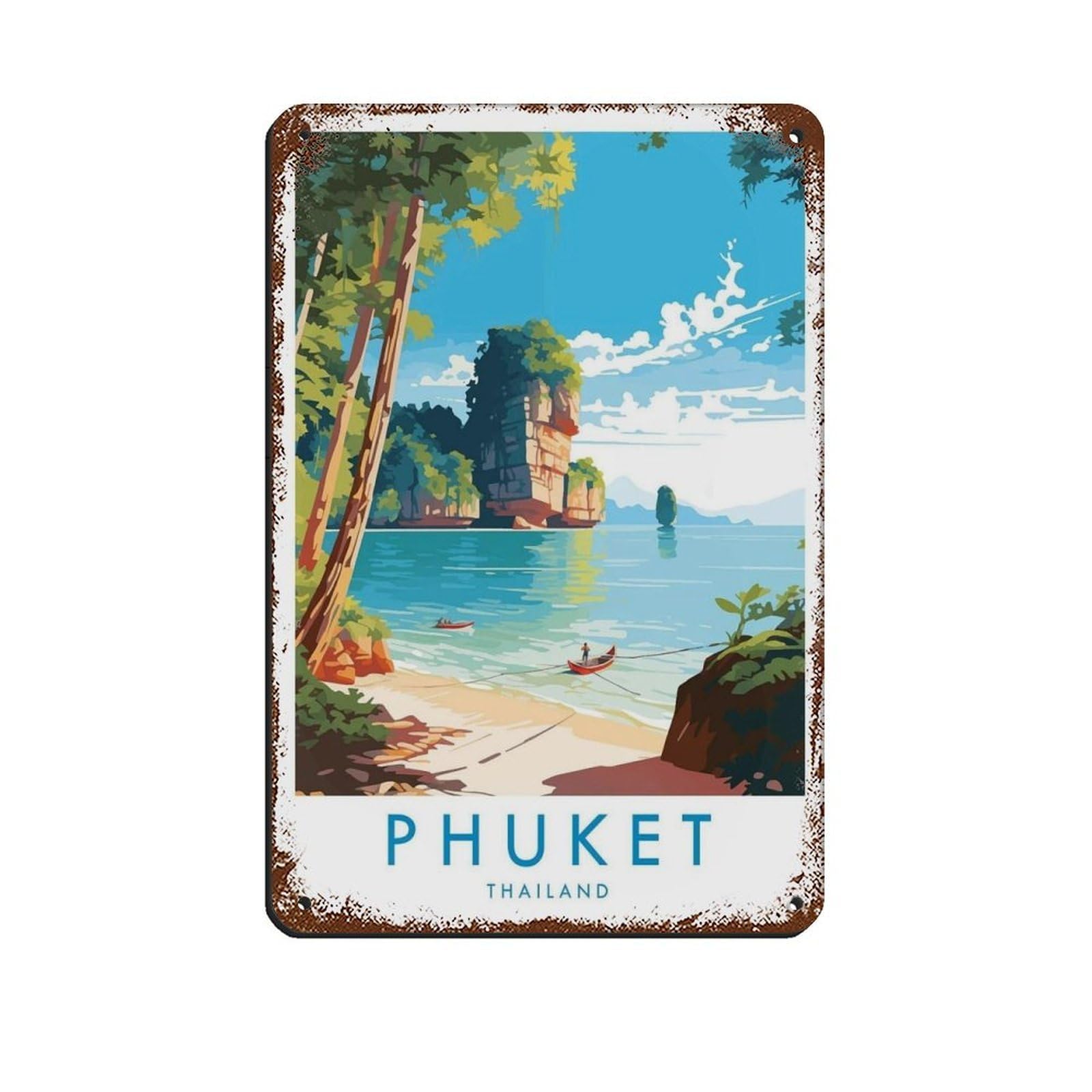 Phuket Travel Poster, Thailand（44） Tin Sign Vintage Metal Pub Club Cafe Bar Home Wall Art Decoration Poster Retro 8x12inch(20x30cm)