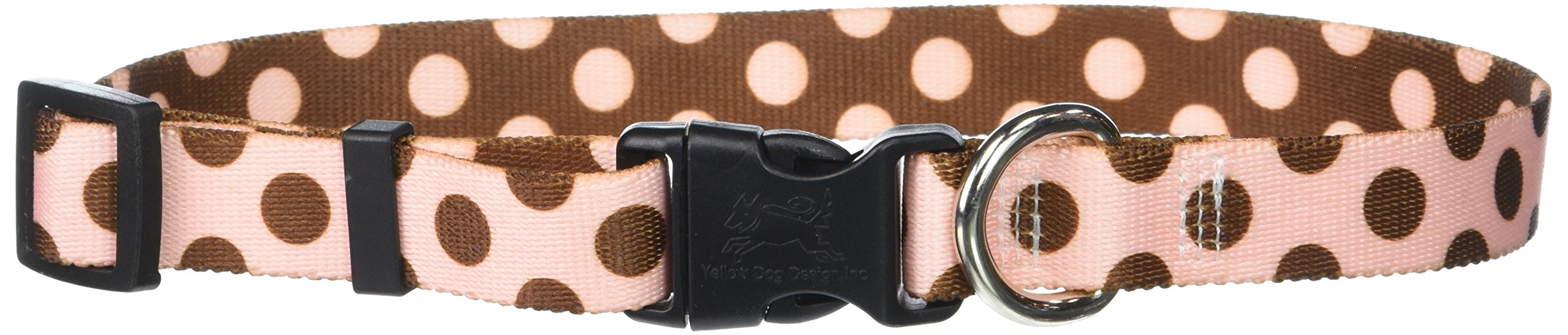 Yellow Dog Design Standard Easy-Snap Collar, Pink/Brown Polka Dot, Medium 14" - 20"