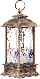 VOSAREA Christmas Water Lantern LED Light up Table Top Lantern Snow Globe Lantern Candle Night Lamp Lights Flameless Tea Desktop Ornament for Holiday Christmas Table Shelf