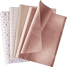 Larcential, Tissue Paper, 120 Sheets Rose Gold Metallic Tissue Paper for Wedding Birthday Christmas Party Gift Packaging (50 x 35 cm)