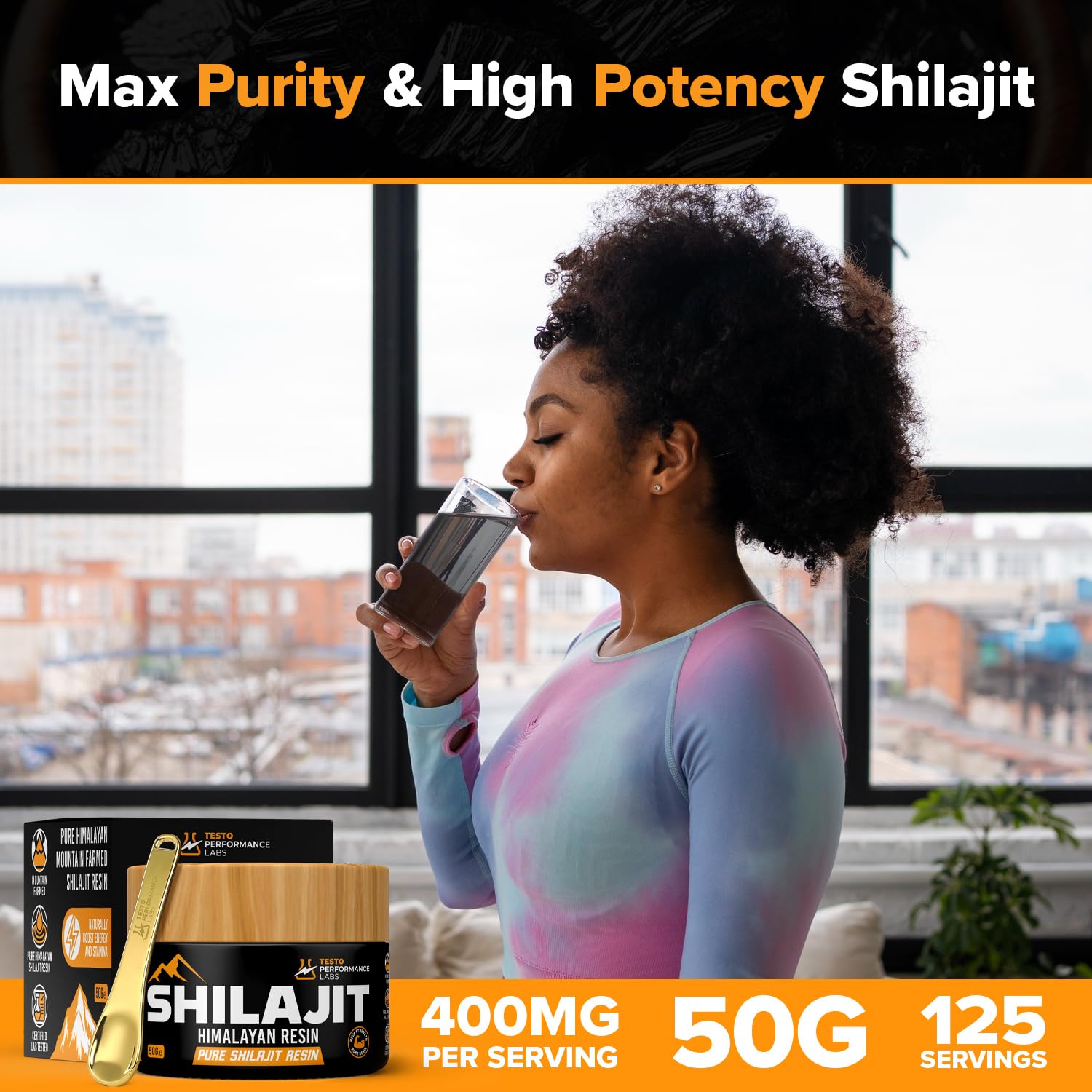 Resina Shilajit de 400 mg | Shilajit puro del Himalaya estándar de oro | Resina orgánica de Shilajit rica en más de 85 minerales para energía, vitalidad y apoyo inmunológico | Shilajit 100% natural
