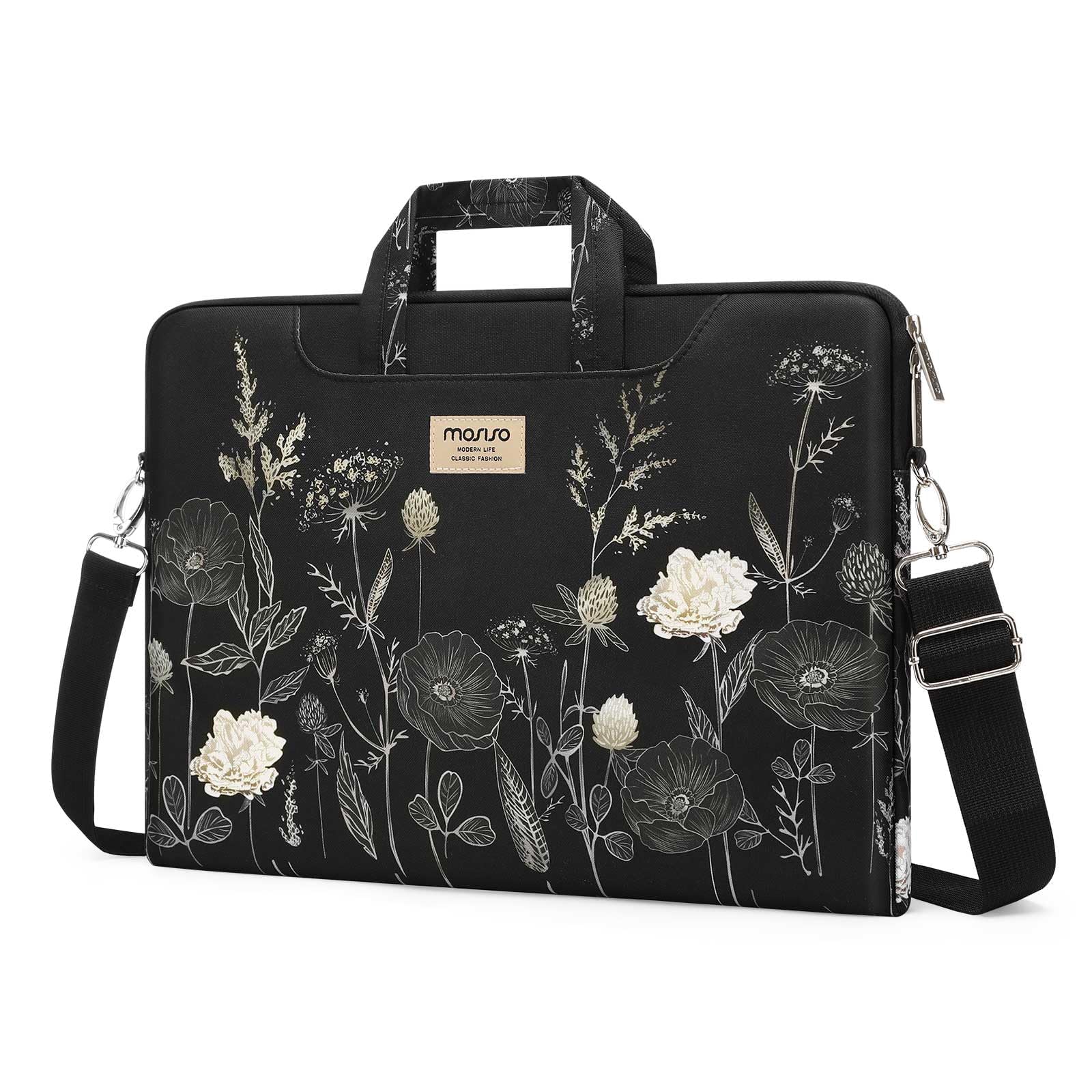 MOSISO Laptop Bag for Women 17.3 inch, Retro Flower