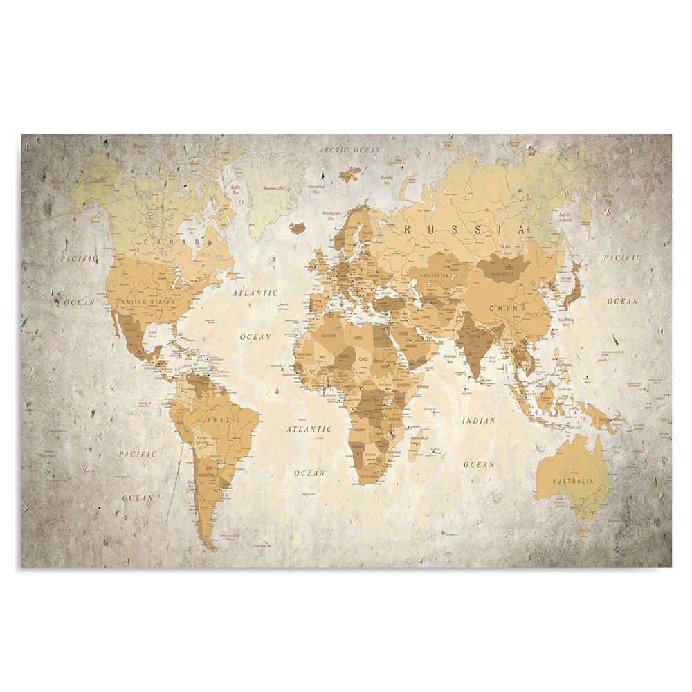 Feeby Mapa Del Mundo 60x80 cm 1 Pieza Modernos Impresión Artística Calidad Fotografica Imagen Decoración de Pared Salon Dormitorio Cocina Oficina Pasillo Moderno Marrón